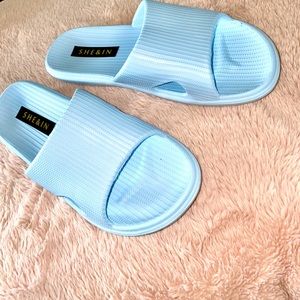 SHEIN (light blue slides)